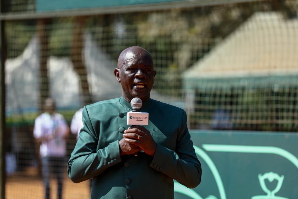 Theoneste Karenzi, President of the Rwanda Tennis Federation speaks about the 2023 Tennis Genocide Memorial tournament scheduled from May 15-20 at Kicukiro Ecology Tennis Club. File