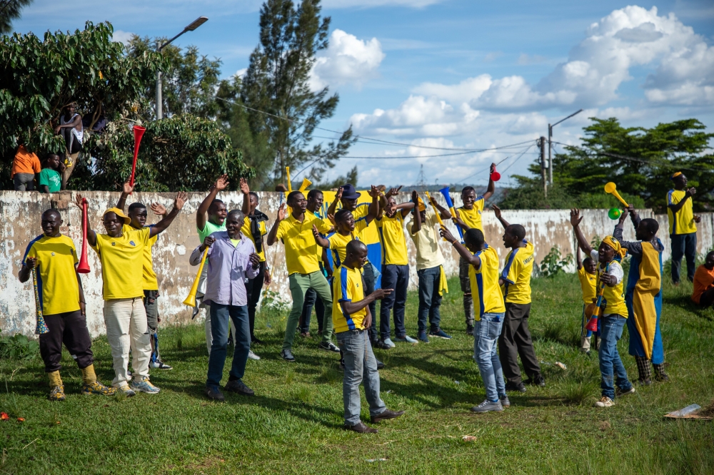 Amagaju FC fans celebrate a 1-0  victory over Vision FC at Mumena stadium on Sunday, May 7. All photos by Dan Gatsinzi