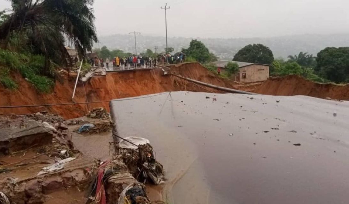 A road that was destroyed by heavy floods in Matadi Kibala, west of Kinshasa in the Democratic Republic of Congo on December 13, 2022. Photo_AFP