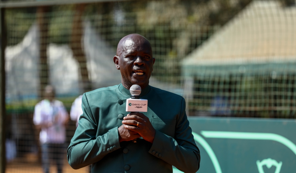 Theoneste Karenzi, President of the Rwanda Tennis Federation speaks about the 2023 Tennis Genocide Memorial tournament scheduled from May 15-20 at Kicukiro Ecology Tennis Club. File