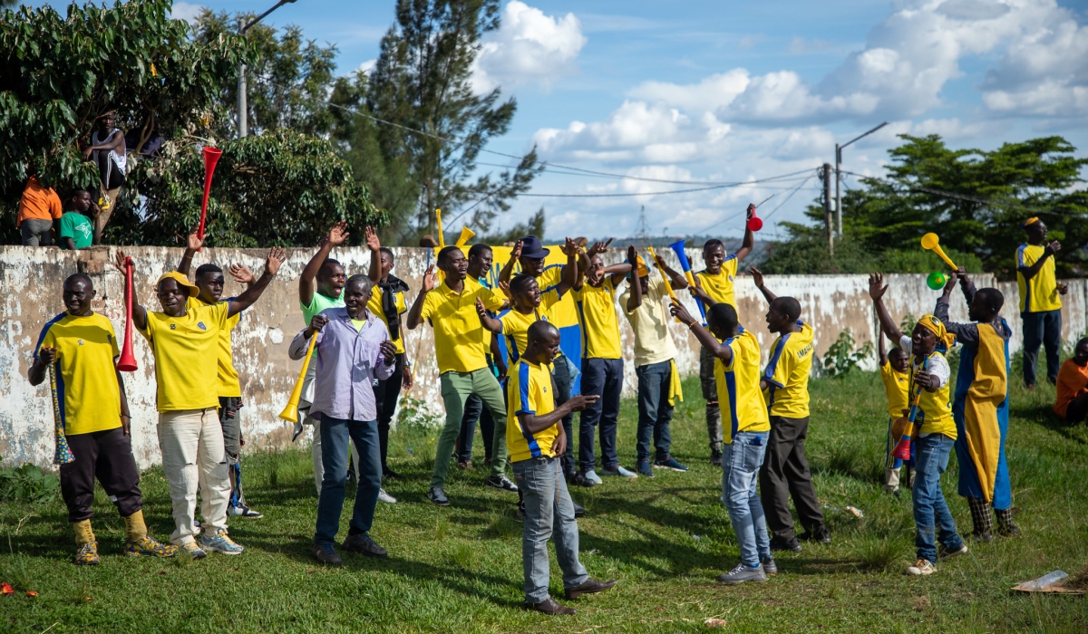 Amagaju FC fans celebrate a 1-0  victory over Vision FC at Mumena stadium on Sunday, May 7. All photos by Dan Gatsinzi