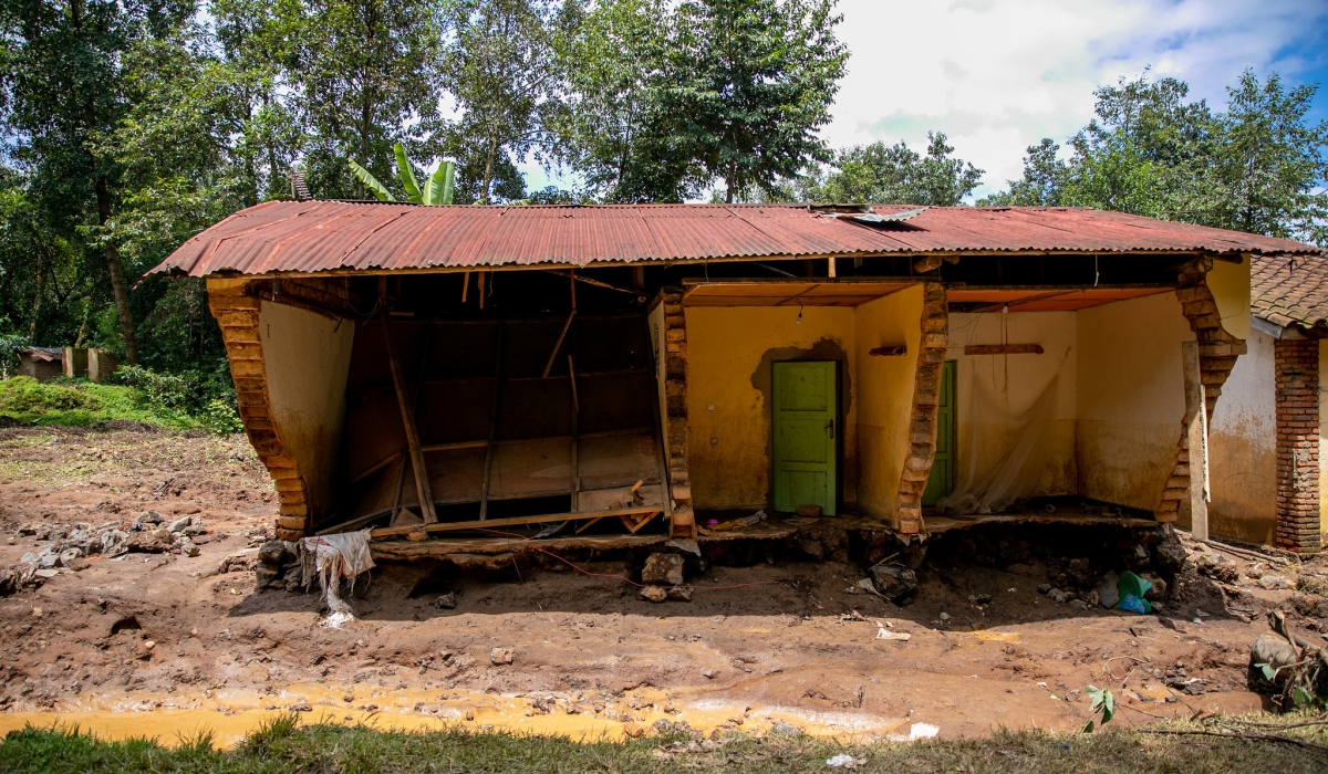 One of thousands of houses that were damaged by the recent disasters Rubavu District.Overall, Nsanzineza said that 3,006 houses were completely destroyed, while 3,200 were damaged by the disasters -- bringing the total to 6,206 houses. All photos by Olivier Mugwiza