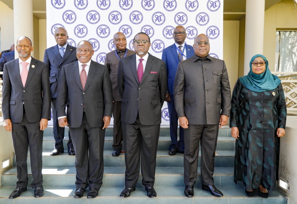 Heads of State and Government of the SADC Organ Troika plus Troop Contributing Countries after meeting in Namibia. Courtesy
