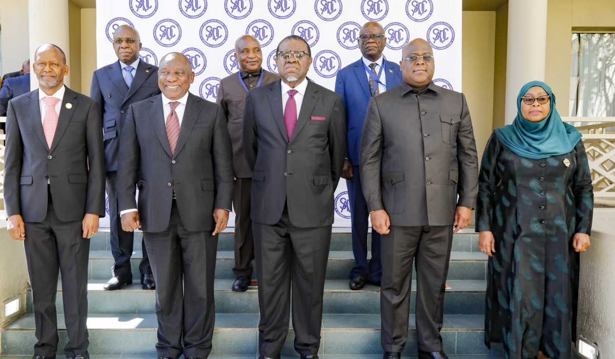 Heads of State and Government of the SADC Organ Troika plus Troop Contributing Countries after meeting in Namibia. Courtesy