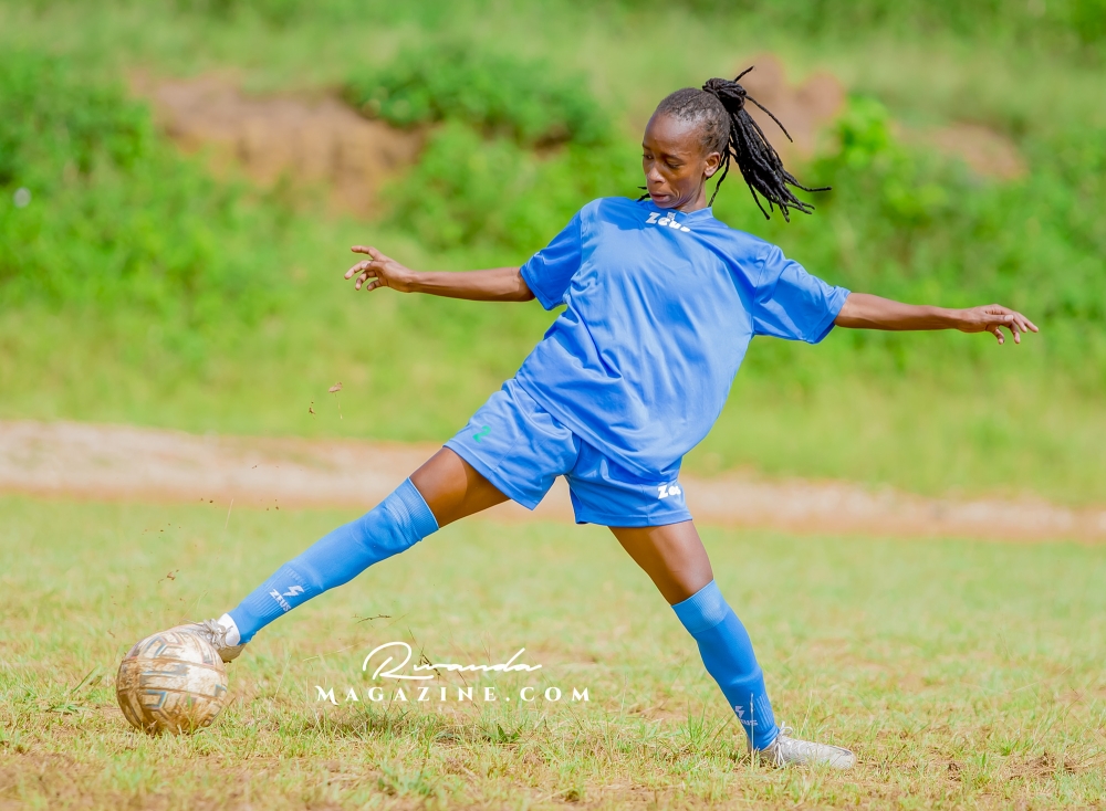 AS Kigali women&#039;s team midfielder Alodie Kayitesi during a traing session . Courtesy