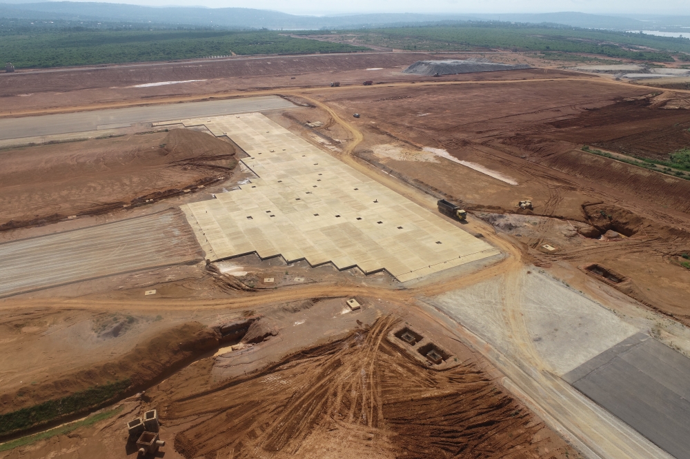 An aerial view of works on the aircraft parking and connecting taxiways. Aviation Travel and Logistics (ATL).