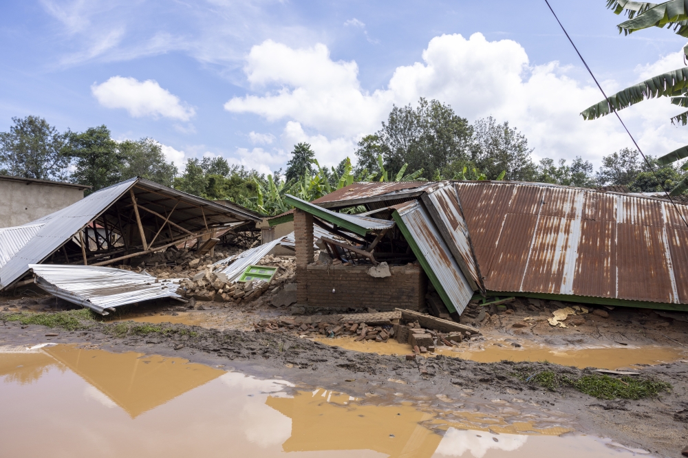 Some of over 6000 houses that were destroyed by disasters on May 3 in Nyundo Sector, Rubavu. According to new statistics the number of people killed by flash floods and landslides on May 2 and May 3 has risen to 135. Courtesy