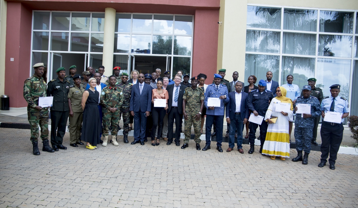 The African Integrated Peace Operations Course in Kigali witnessed the successful completion of 34 military, police, and civilian personnel from nine member states of the Eastern Africa Standby Force (EASF), who participated in the training from May 7 to May 12.