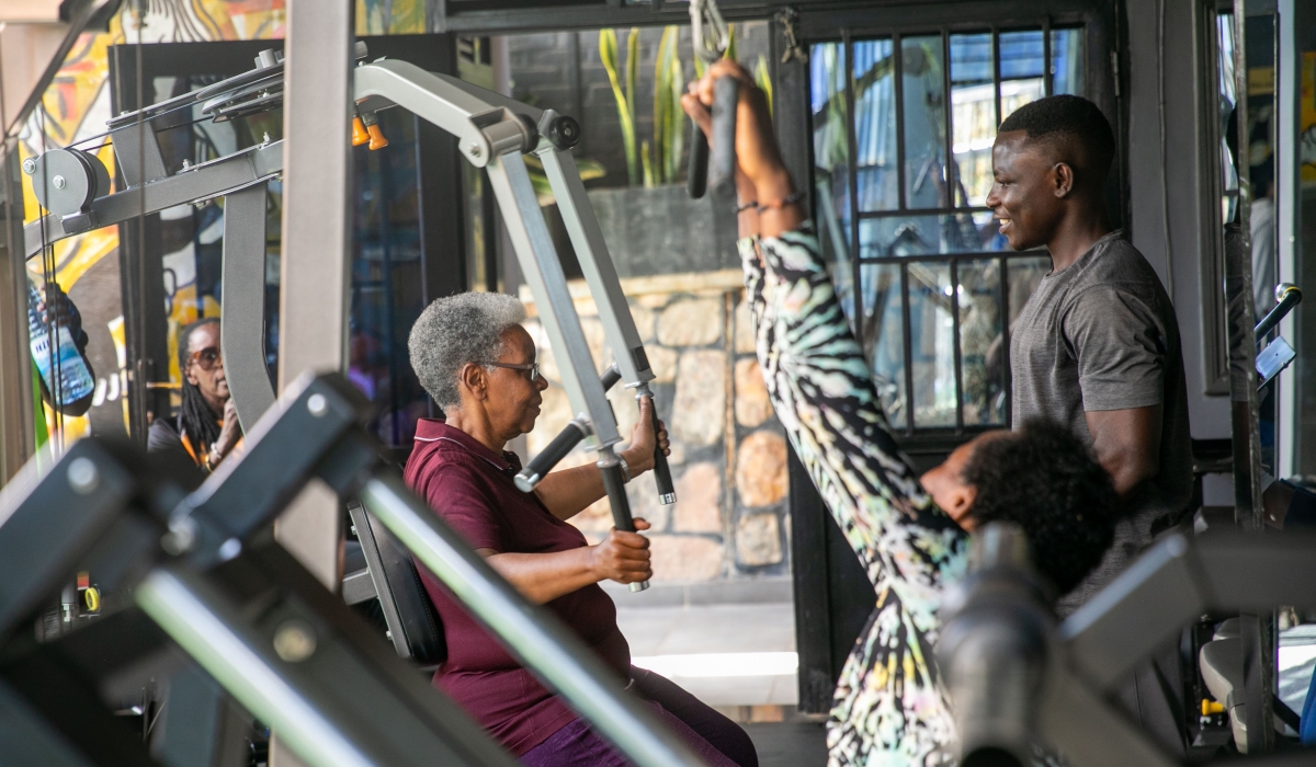 Age is just a number. The determined grandmothers use the treadmill.