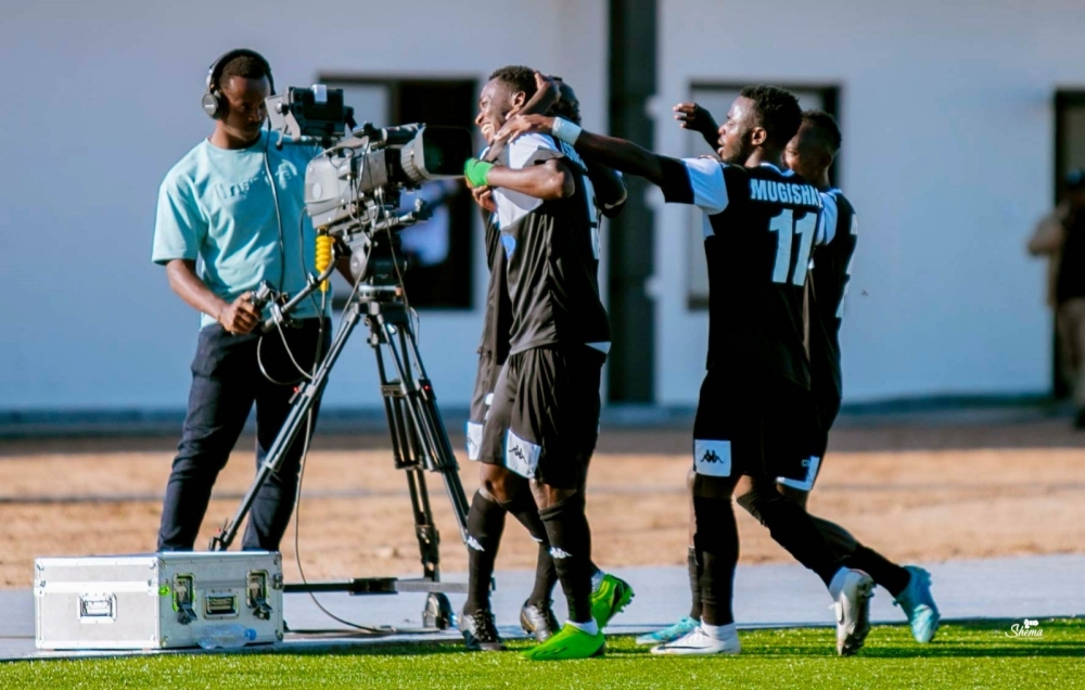 APR FC players celebrate the crucial win as they beat SC Kiyovu 2-1 to qualify for the 2023 Peace Cup Final against Rayon Sports. Courtesy
