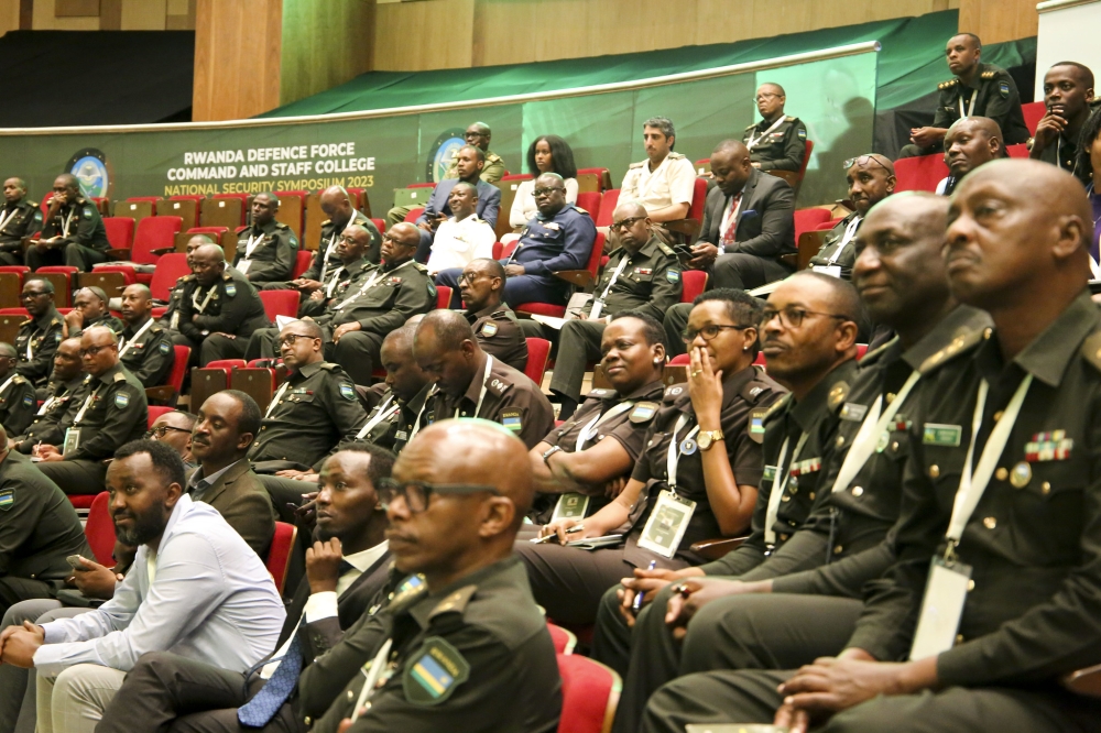 Delegates follow  panelists at the 10th National Security Symposium taking place in Kigali  on Thursday, May 18.