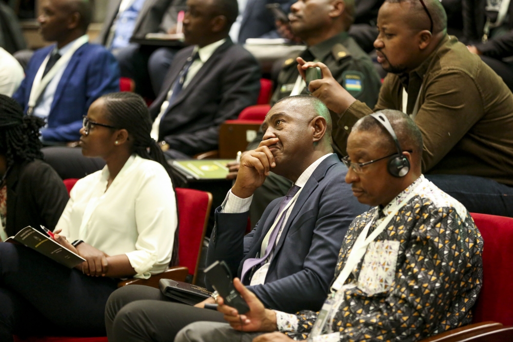 Delegates follow  panelists at the 10th National Security Symposium taking place in Kigali  on Thursday, May 18. Photos by Emmanuel Dushimirimana