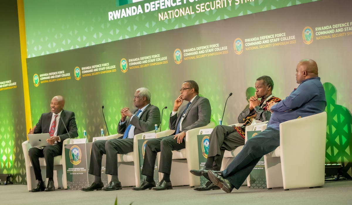 Panelists at the 10th National Security Symposium that is taking place in Kigali on Thursday, May 18. Photos by Emmanuel Dushimirimana