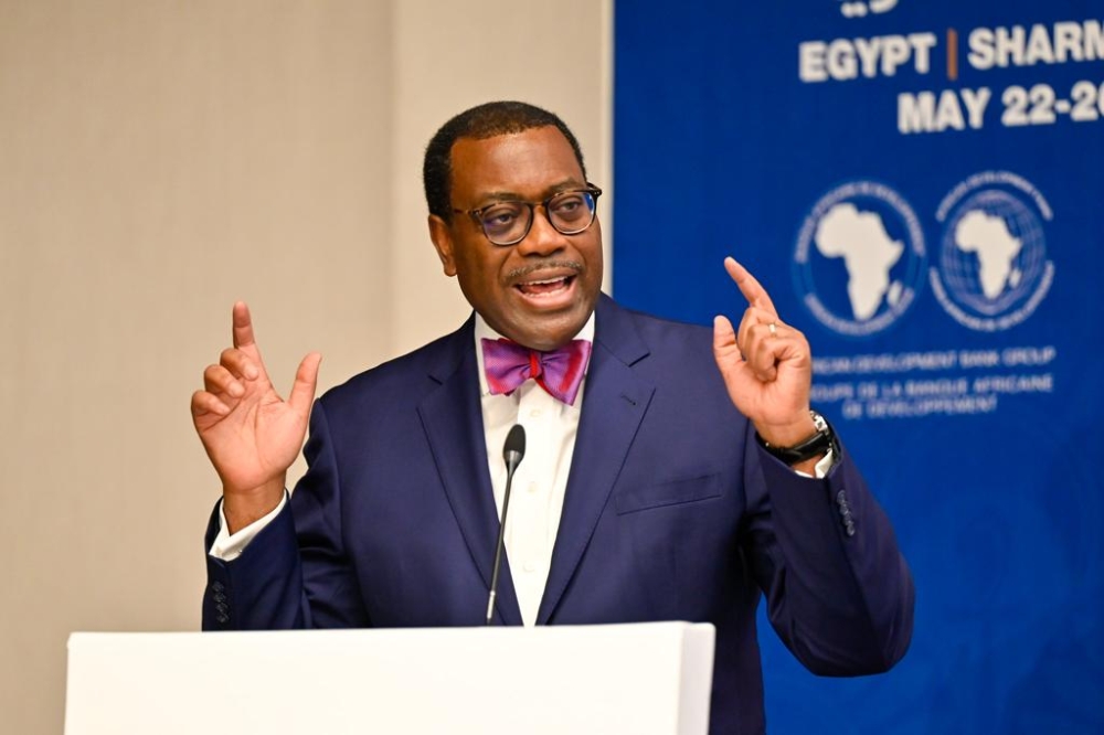 Akinwumi Adesina, President of AfDB delivers remarks during the African Development Bank Group’s 58th Annual Meetings taking place Sharm El Sheikh, Egypt. Courtesy
