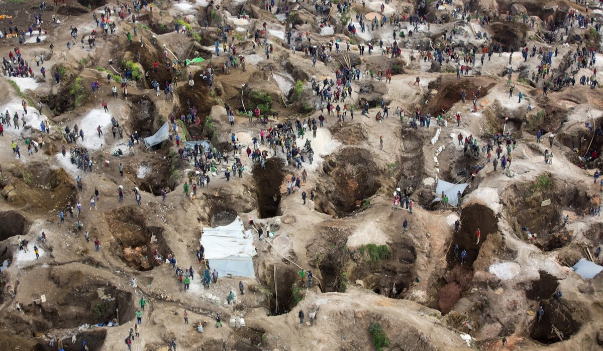 Aerial view of coltan mining site in eastern DR Congo. Internet
