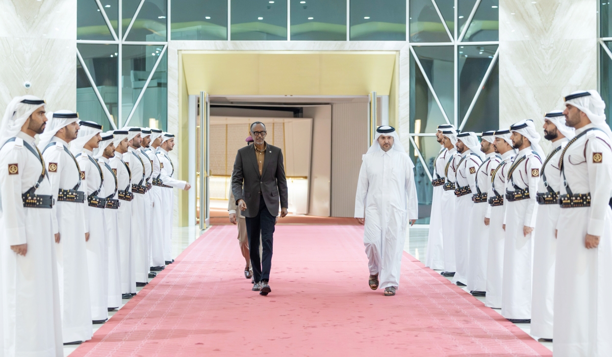 President Paul Kagame arrives in Doha, for the 3rd Qatar Economic Forum on Monday, May 22. Kagame was received by  Akbar Al-Baker, the Group CEO of Qatar Airways . Photo by Village Urugwiro 