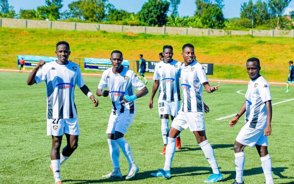 APR FC players celebrate a 4-1 victory over  Rwamagana City at Bugesera Stadium on Sunday, May 21. Courtesy