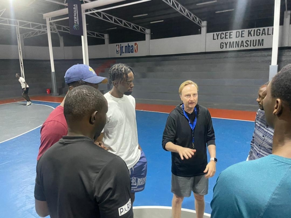 The newly appointed APR BBC head coach ,the American tactician Mazen Trakh attend the club&#039;s training session at Lycee de Kigali on May 22. Courtesy