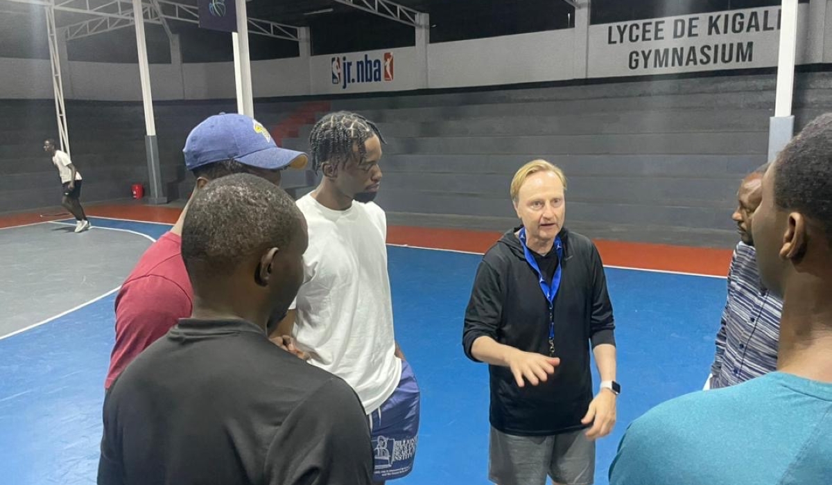 The newly appointed APR BBC head coach ,the American tactician Mazen Trakh attend the club&#039;s training session at Lycee de Kigali on May 22. Courtesy