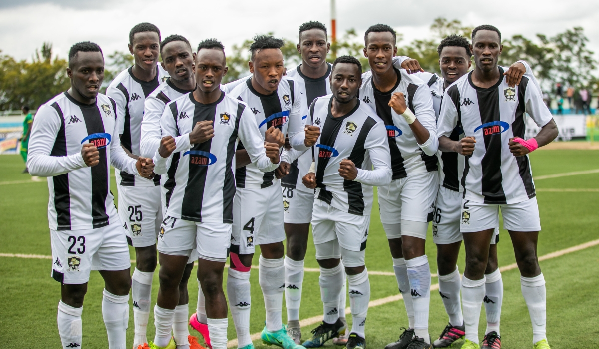 APR FC players celebrate a past victory against Kiyovu SC at Kigali Pelé Stadium. Photo: Olivier Mugwiza.