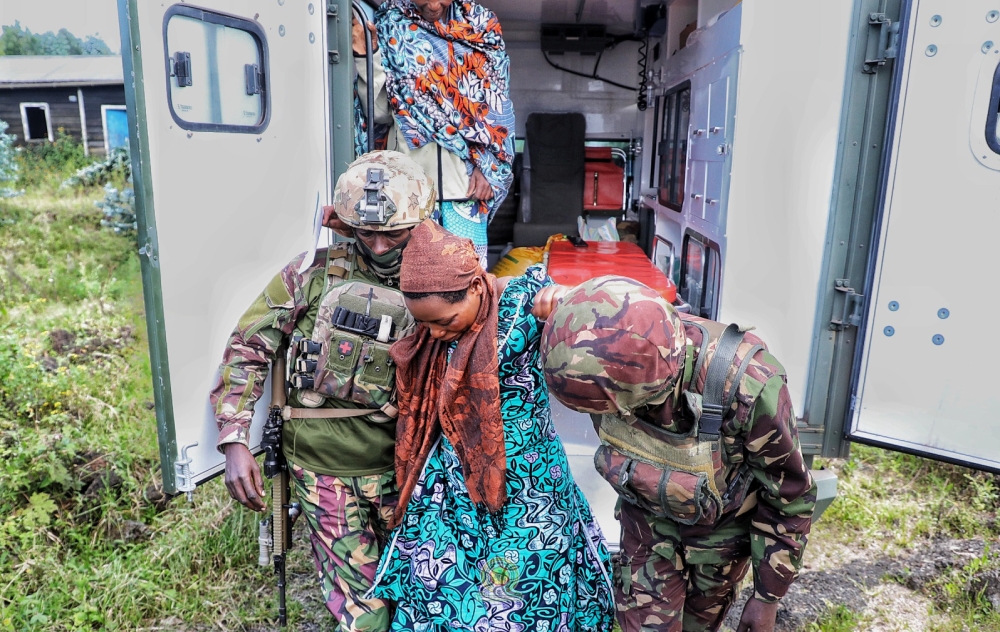 After helping her to deliver, the Kenyan troops later assisted her back home and offered foodstuffs to the family.