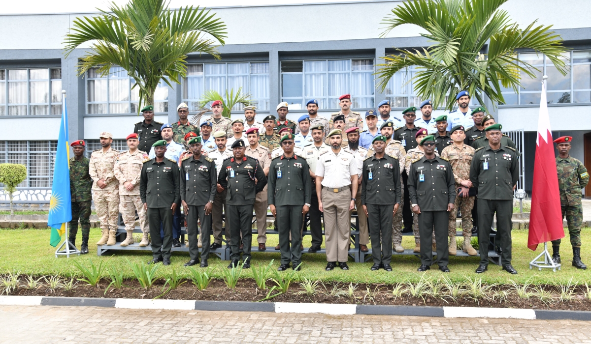 A delegation of the Joint Command and Staff Course at Joaan Bin Jassim Academy for Defence Studies in Qatar comprised of 37 students and faculty who are on study tour in Rwanda visited the Rwanda Defence Force Command and Staff College (RDFCSC) Nyakinama on Friday, May 26. Courtesy photos