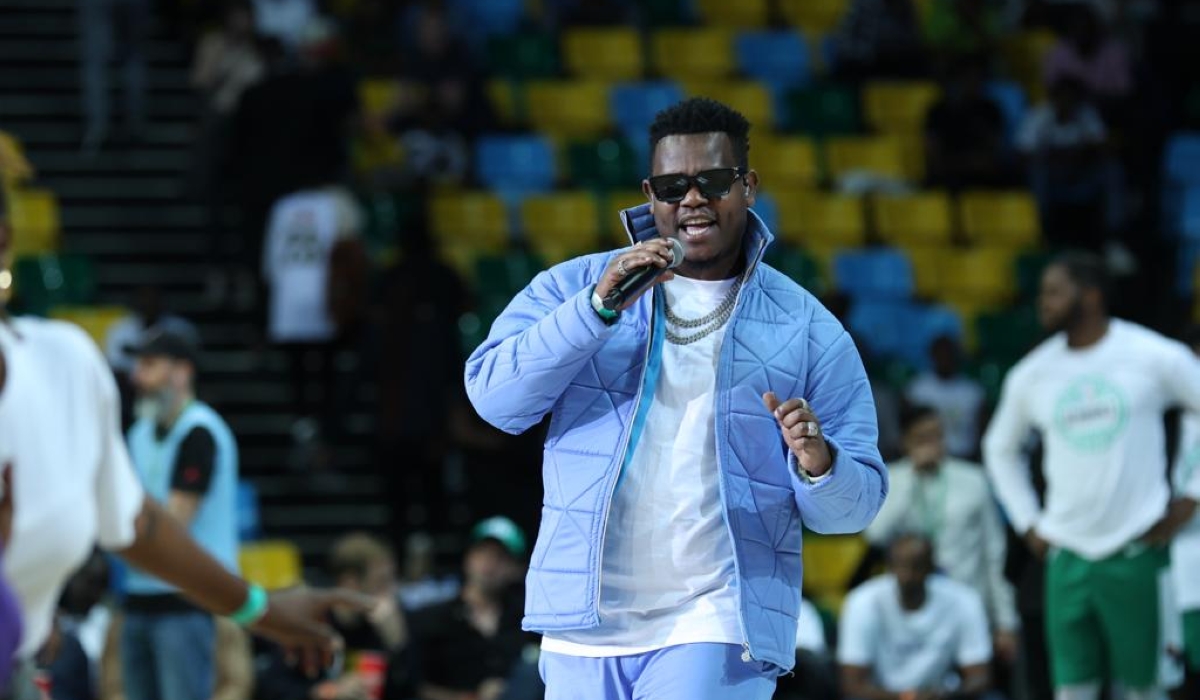 Bruce Melodie performs at BAL 2023 finals in BK Arena on May 27. Olivier Mugwiza
