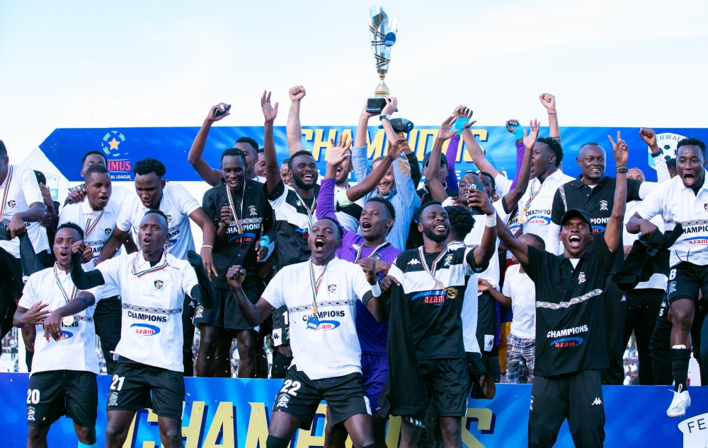 The army side clinched their record 21st league title, their fourth in a row after beating Gorilla FC 2-1 and won the title by goal difference after finishing the league season campaign tied on 63 points with runners-up Kiyovu who beat Rutsiro FC 3-1 at Muhanga Stadium . Photo by Craish Bahizi 