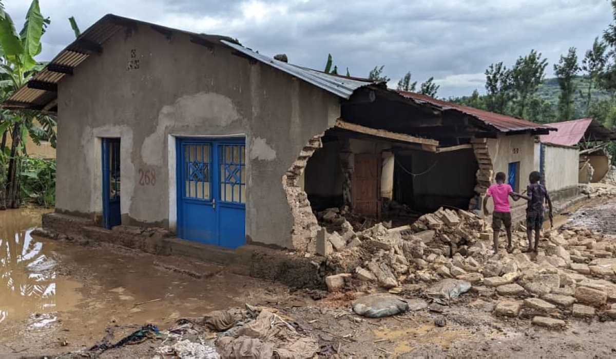One of over 6000 houses damaged by the disasters in May. A quick assessment that followed the disaster which claimed 135 lives found that Rwf130billion was required to restore the damage.