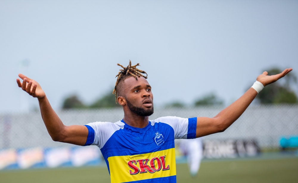 Rayon Sports striker Leandre Onana finished the Primus National Premier League as the top scorer . Photo by Olivier Mugwiza