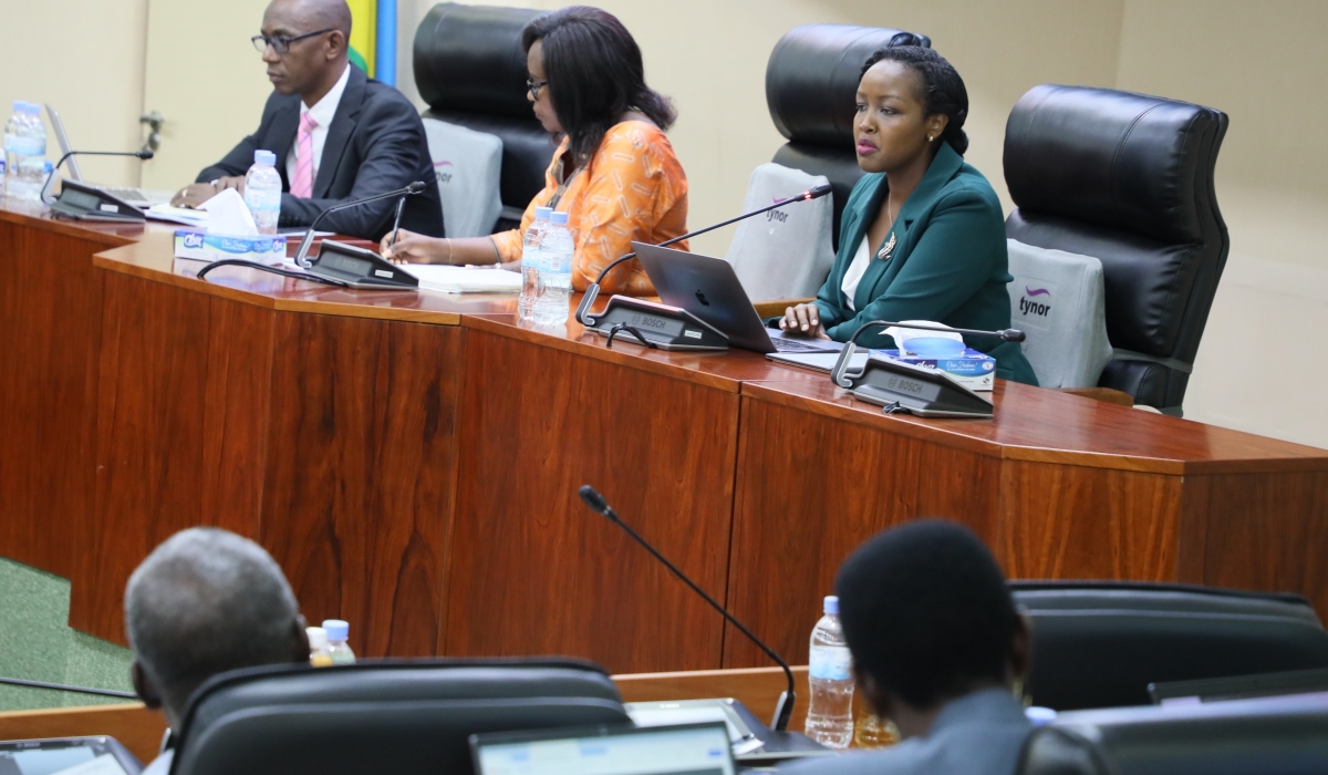 ICT and Innovation Minister, Paula Ingabire addresses Senators during a consultative session on actions in line with developing ICT in Rwanda on June 1. Courtesy