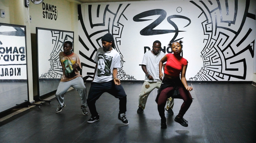 Dancer Ibrahim Binego with his trainees during a session at Nyamirambo on May 31. Photo by Willy Mucyo