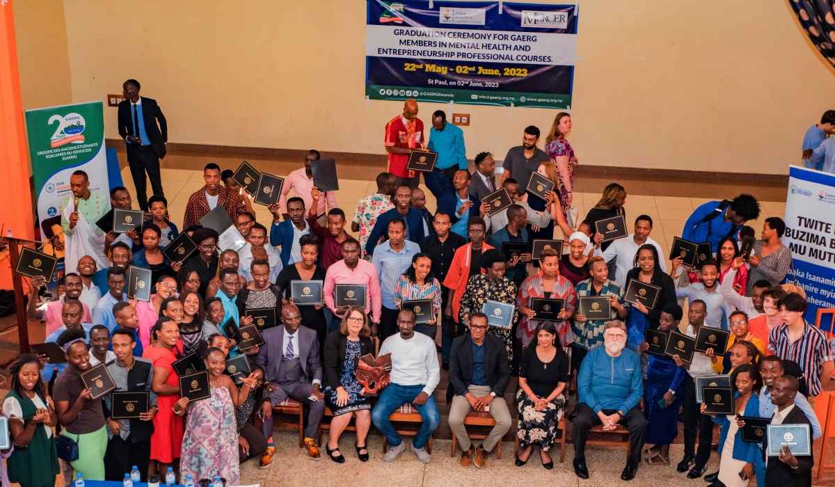 Participants who completed a comprehensive professional training program in business skills and trauma narratives therapy, during the graduation event on June 3. Courtesy