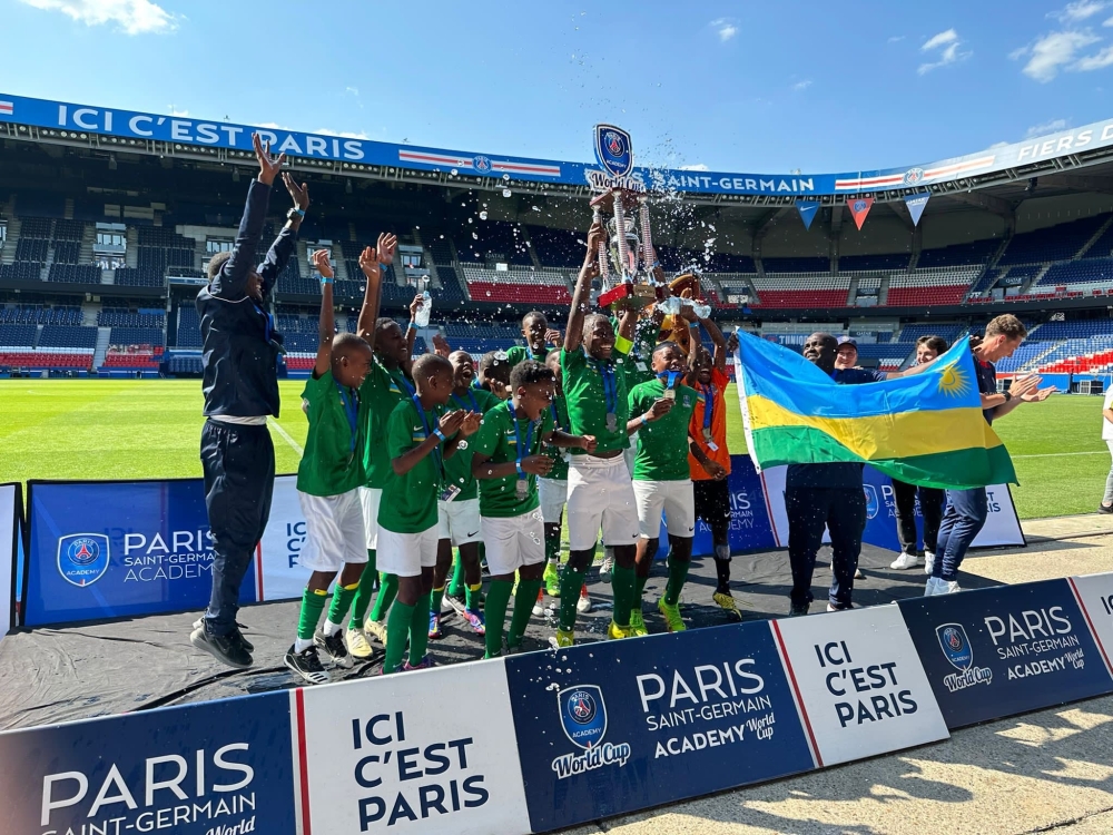   Rwanda’s U11 & U 13 PSG Academy teams are Champions of  the 2023 PSG Academy Club World Cup edition contested  at Parc de Princes  in France, on Monday, June 5.  Rwanda’s U11 PSG Academy team  defeated Brazil 4-3 on penalty shootouts in a tightly-contested final while the U13 youngsters retained the trophy they won last year after beating Brazil again in the final. Courtesy