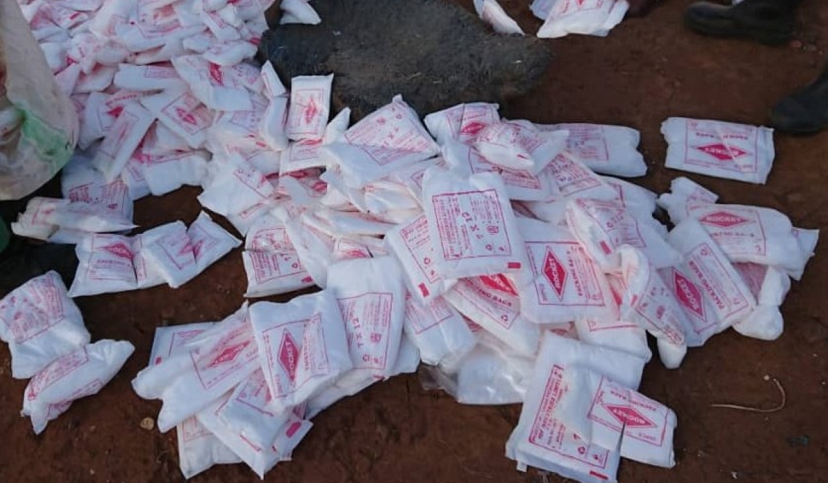 Some impounded single use plastics that were  collected from different shops in Rwanda during a week-long campaign ahead of celebrating the World Environmental Day on June 5