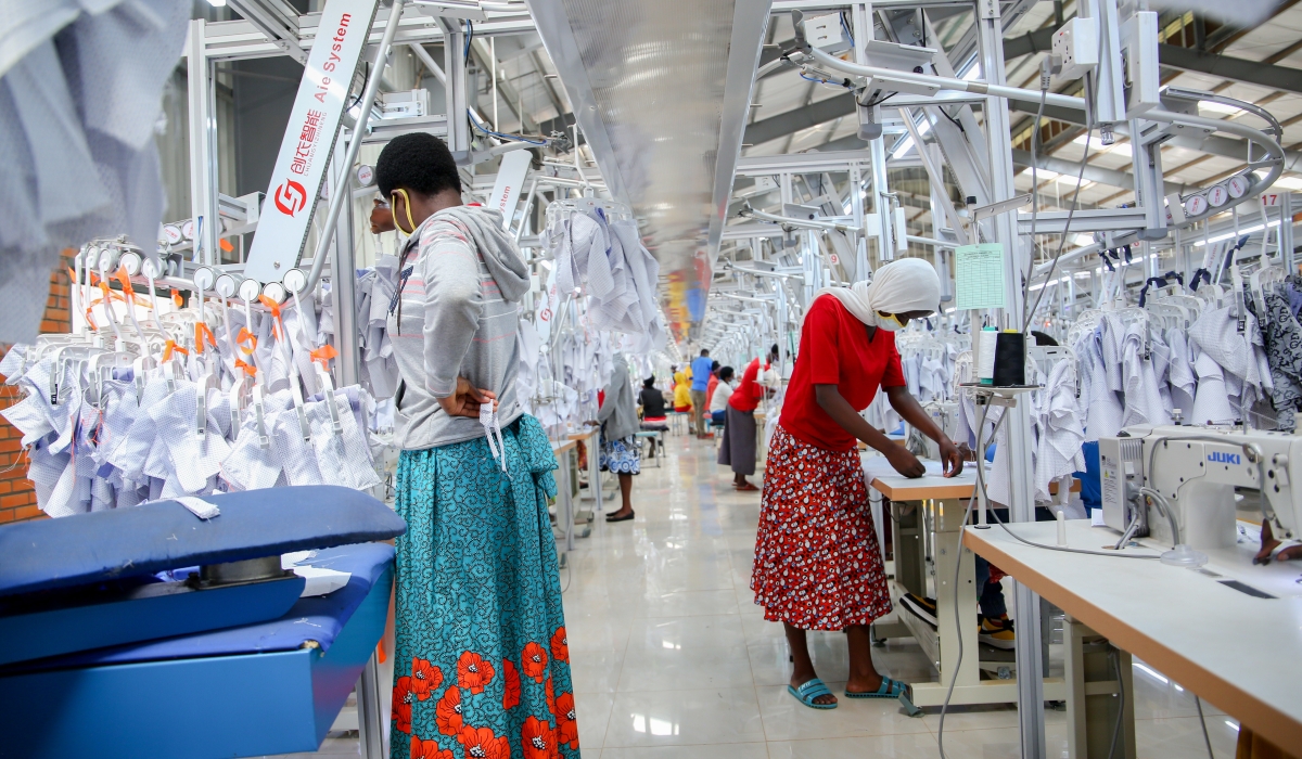 Workers at Pink Mango garment factory at the special economic zone in the City of Kigali. Photo by Craish Bahizi