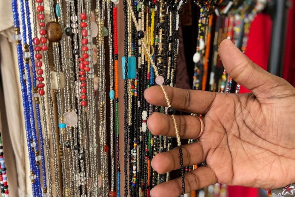An assortment of African waist beads on display. Photos: Courtesy.