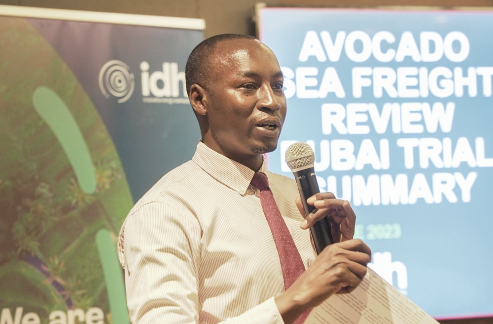 At the Avocado Sea Freight Trial Workshop, Jean-Marie Vianney Munyaneza, export services division manager at NAEB, said sea route could  be a cheaper alternative shipment means to aircargo (Emmanuel Dushimimana)