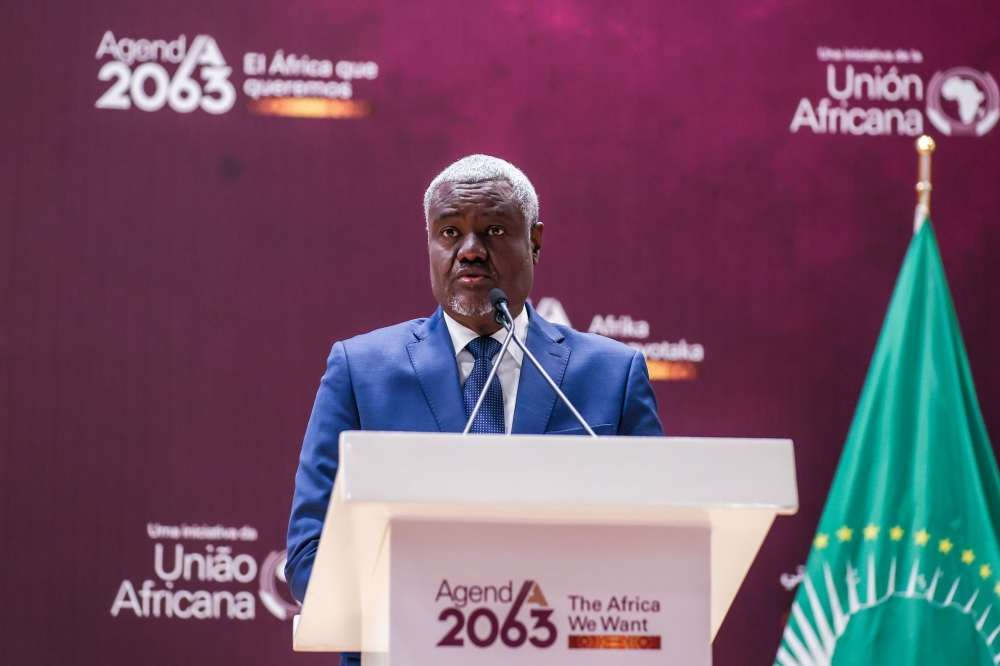 Moussa Faki Mahammat, Chairperson of the African Union Commission delivers remarks during the opening of the retreat in Kigali on June 8. All photos by Olivier Mugwiza