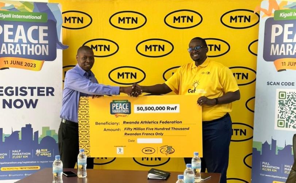 MTN Rwanda announced sponsorship amounting to Rwf 50,500,000 to support the 2023 edition of the Kigali International Peace Marathon   on Wednesday, June 7. Courtesy
