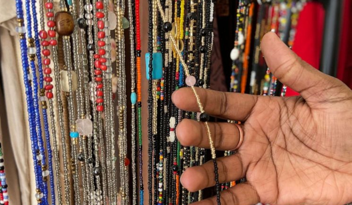 An assortment of African waist beads on display. Photos: Courtesy.