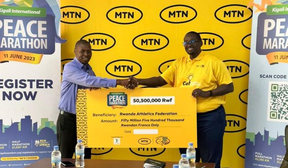 MTN Rwanda announced sponsorship amounting to Rwf 50,500,000 to support the 2023 edition of the Kigali International Peace Marathon   on Wednesday, June 7. Courtesy