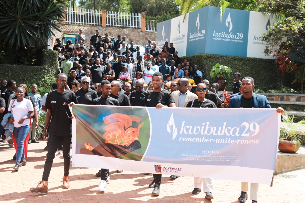 University of Kigali Students and staff during a walk to remember victims of the Genocide Against the Tutsi