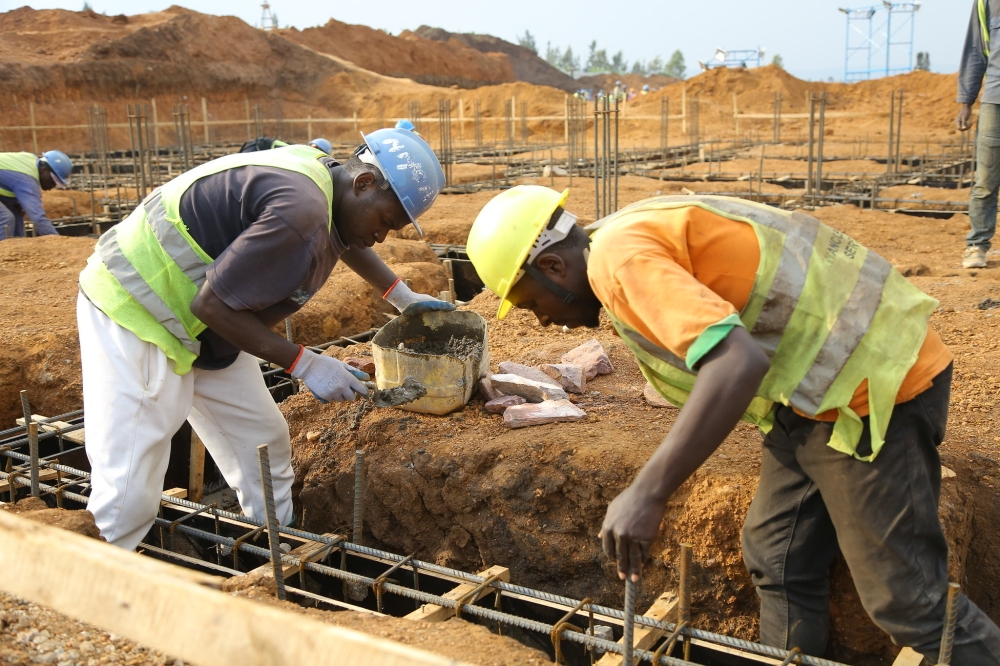Workers at a construction site in Kigali. According to the new statistics 91% of sub-Saharan African workers lack pension plan.Photo by Craish Bahizi