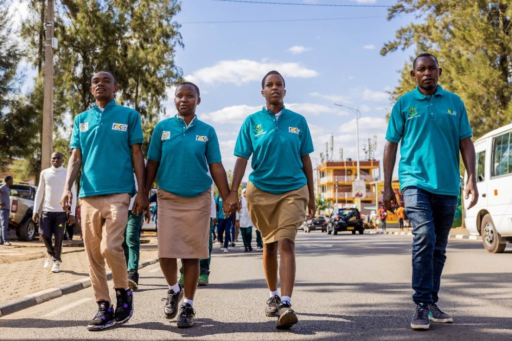 Some students during a walk to sensitise for avoiding the use of drugs among youth.The campaign aims to provide young people with comprehensive knowledge about the harmful effects of alcohol and drug abuse.