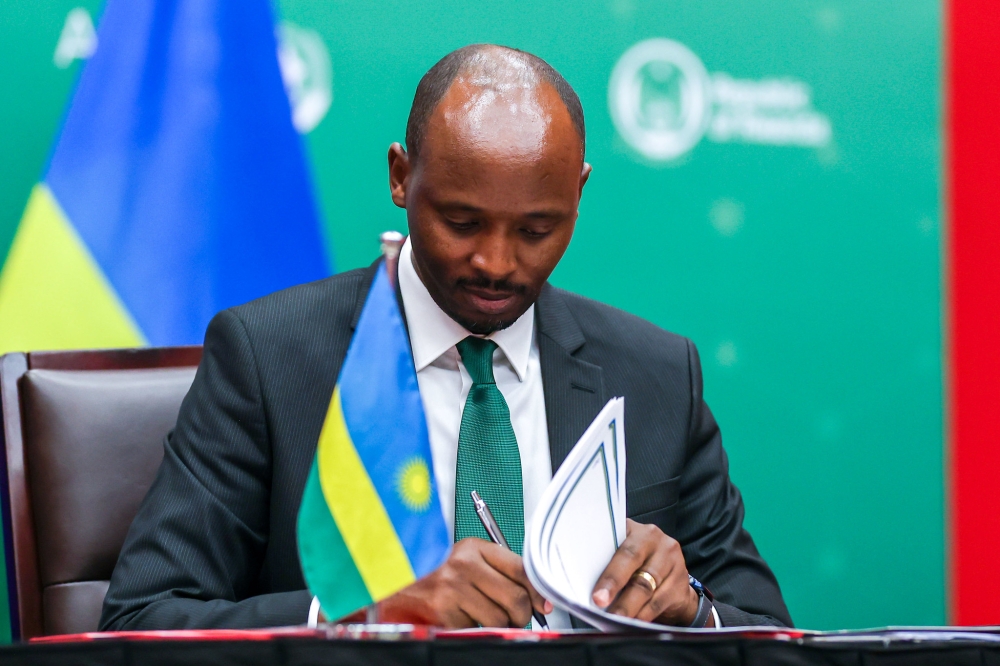 Minister of Health Dr Sabin signs the agreement. With the signed agreement, the African Medicines Agency (AMA), a newly launched continental regulatory body for medical products, is set to start its work, with its headquarters in Rwanda. Minister of Health Dr Sabin signs the agreement. With the signed agreement, the African Medicines Agency (AMA), a newly launched continental regulatory body for medical products, is set to start its work, with its headquarters in Rwanda.