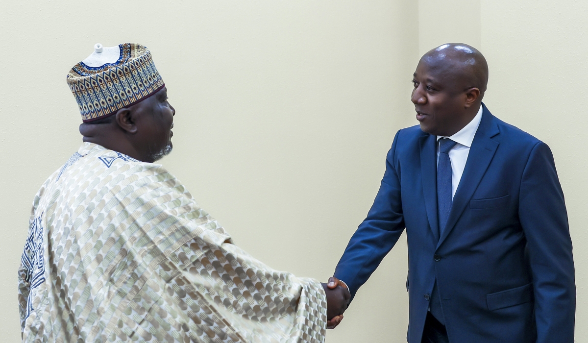 Prime Minister Edouard Ngirente meets Confederation of African Athletics (CAA) president Hamad Kalkaba Malboum in Kigali on Monday, June 12. Photos by Christianne Murengerantwari