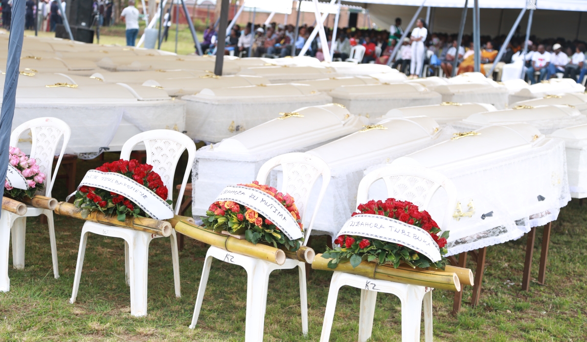 A decent burial event of the victims of the Genocide Against the Tutsi at Nyanza-Kicukiro Genocide Memorial on on May 4, 2019. Sam Ngendahimana