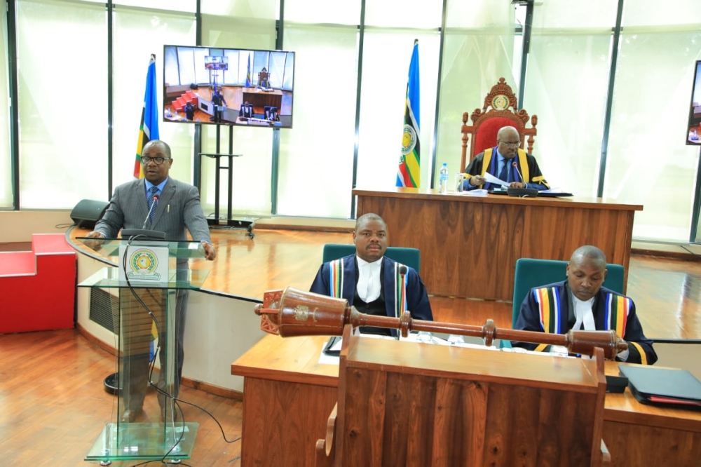 The Chairperson of the Council of Ministers, Ezéchiel Nibigira  presents the budget estimates for the EAC&#039;s financial year 2023-2024, during the EALA plenary on June 15.Courtesy