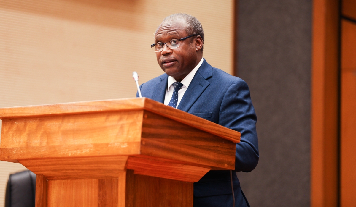 Minister for Finance and Economic Planning, Uzziel Ndagijimana presenting  to present the Budget Framework Paper for the 2023-2024 financial year  on Thursday, June 15. Photo by Craish Bahizi